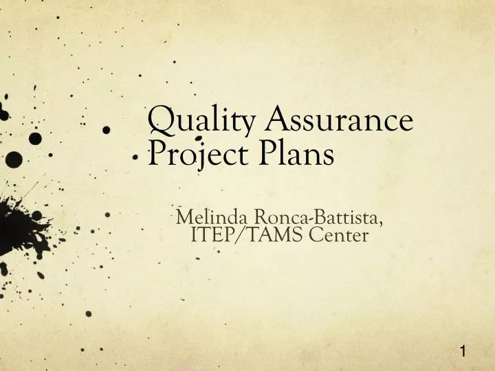 quality assurance project plans