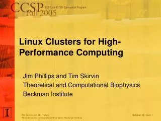 Linux Clusters for High-Performance Computing