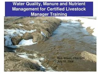 Water Quality, Manure and Nutrient Management for Certified Livestock Manager Training