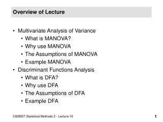 Overview of Lecture