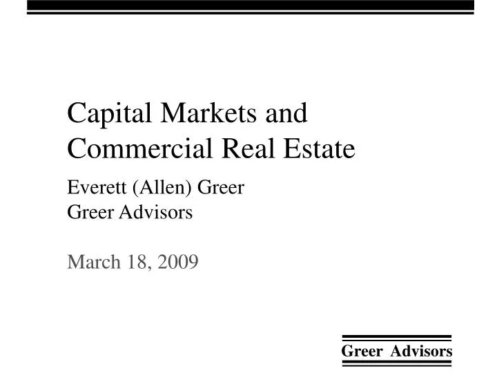 capital markets and commercial real estate