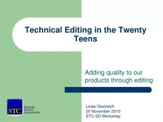 Technical Editing in the Twenty Teens