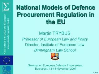 National Models of Defence Procurement Regulation in the EU