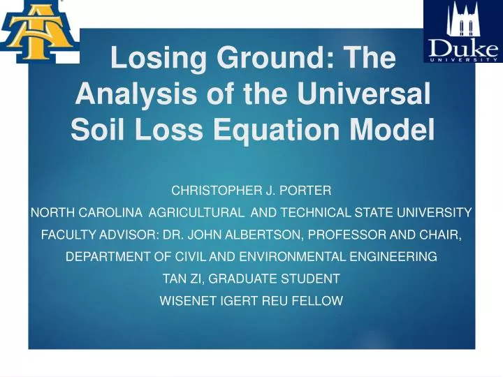 losing ground the analysis of the universal soil loss equation model