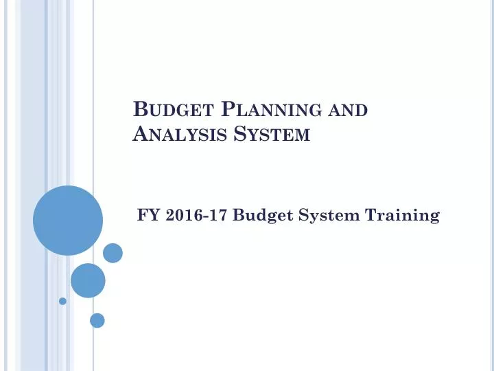budget planning and analysis system