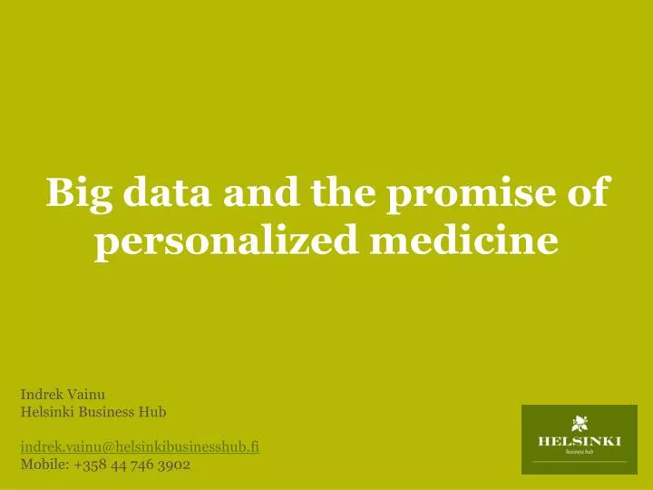 big data and the promise of personalized medicine