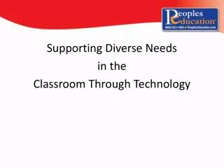 Supporting Diverse Needs in the Classroom Through Technology