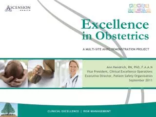 Excellence in Obstetrics A Multi-Site AHRQ Demonstration Project