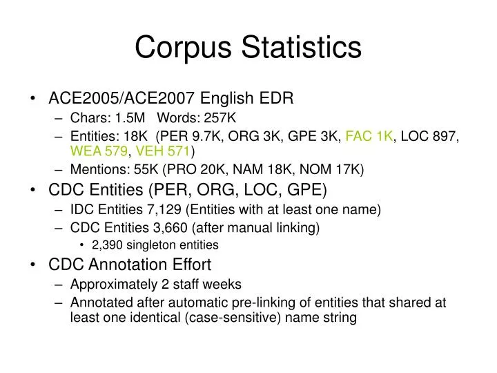 corpus statistics