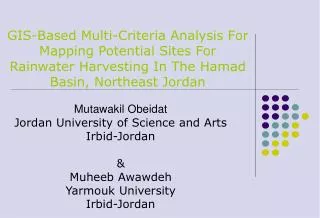 Mutawakil Obeidat Jordan University of Science and Arts Irbid-Jordan &amp; Muheeb Awawdeh