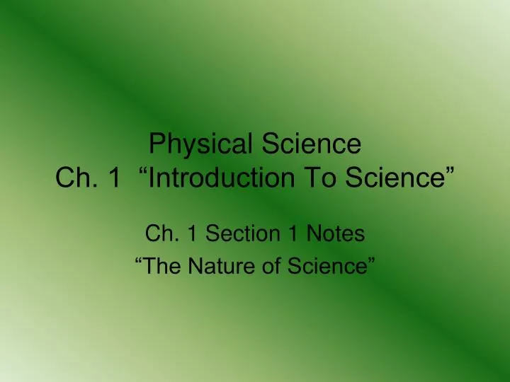 physical science ch 1 introduction to science
