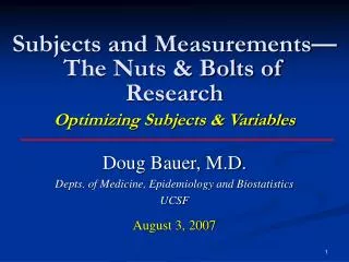 subjects and measurements the nuts bolts of research optimizing subjects variables