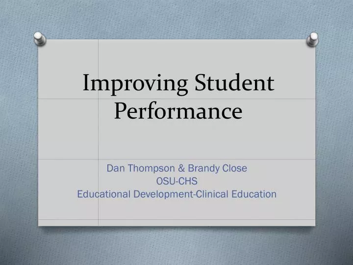improving student performance