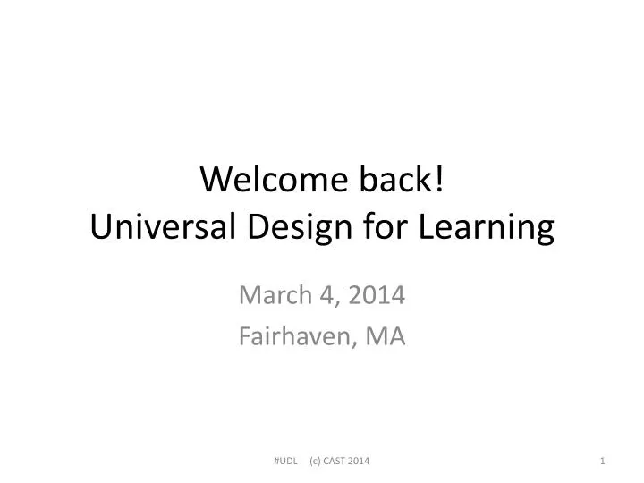 welcome back universal design for learning