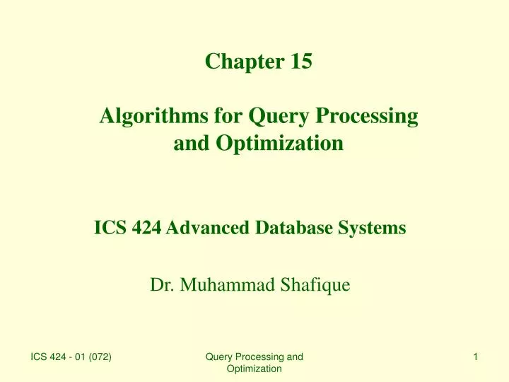 chapter 15 algorithms for query processing and optimization