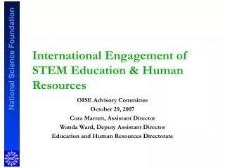 International Engagement of STEM Education &amp; Human Resources