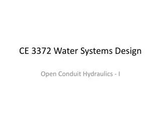 CE 3372 Water Systems Design