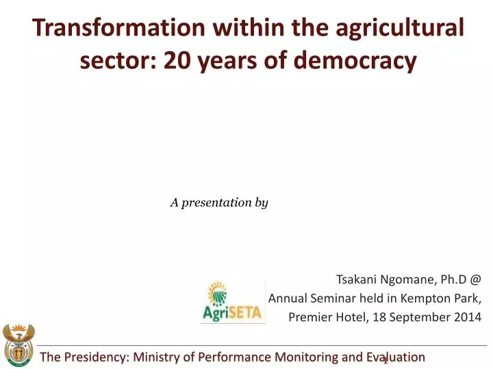transformation within the agricultural sector 20 years of democracy
