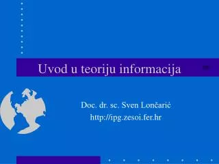 uvod u teoriju informacija