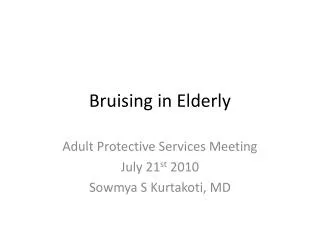 Bruising in Elderly