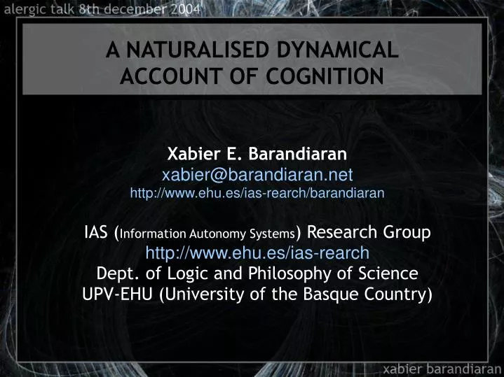 a naturalised dynamical account of cognition
