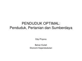 penduduk optimal penduduk pertanian dan sumberdaya