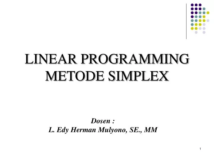 linear programming metode simplex
