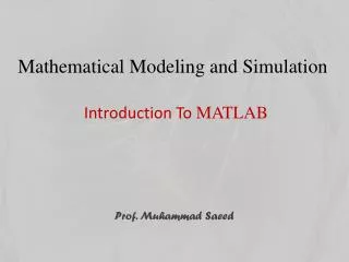 Introduction To MATLAB