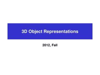 3D Object Representations