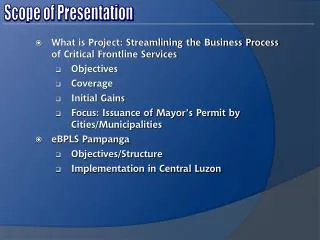 What is Project: Streamlining the Business Process of Critical Frontline Services Objectives