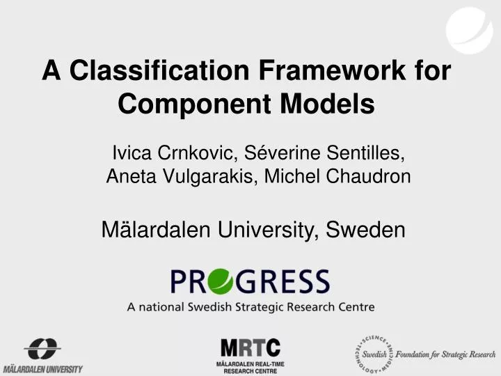 a classification framework for component models