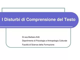 i disturbi di comprensione del testo