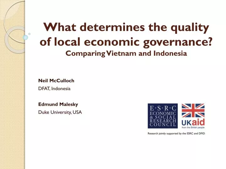 what determines the quality of local economic governance comparing vietnam and indonesia