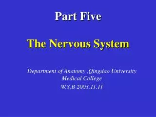 Part Five The Nervous System