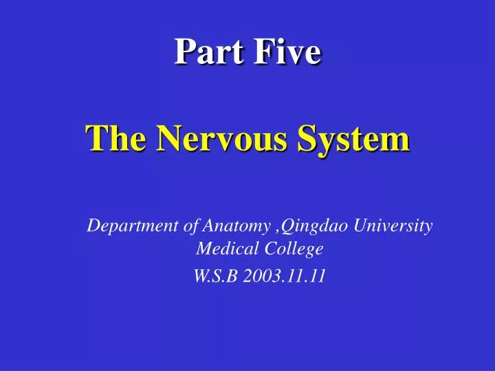 part five the nervous system