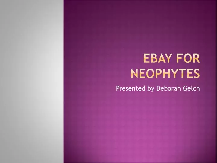 ebay for neophytes