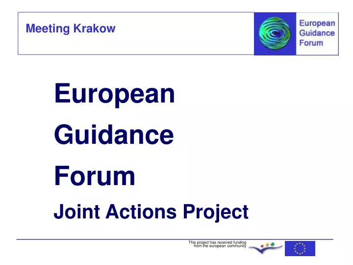 european guidance forum joint actions project