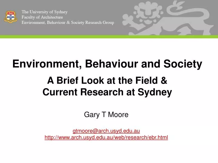environment behaviour and society a brief look at the field current research at sydney