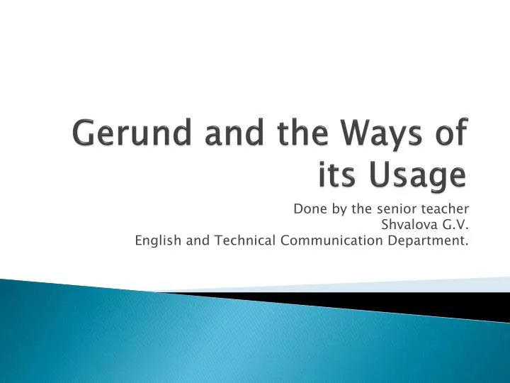 gerund and the ways of its usage