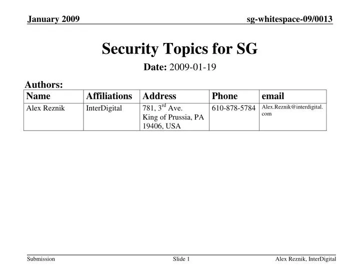 security topics for sg