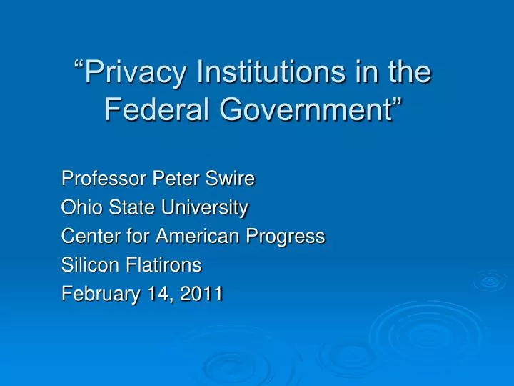 privacy institutions in the federal government