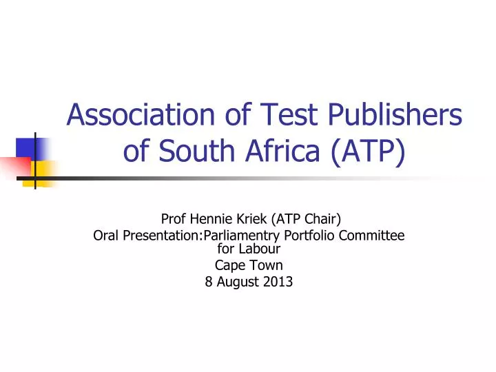 association of test publishers of south africa atp