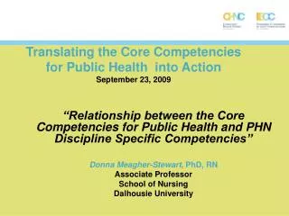 Translating the Core Competencies for Public Health into Action September 23, 2009
