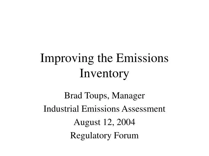 improving the emissions inventory