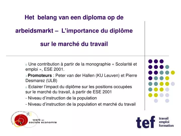 het belang van een diploma op de arbeidsmarkt l importance du dipl me sur le march du travail