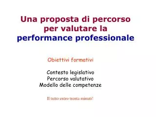 Una proposta di percorso per valutare la performance professionale