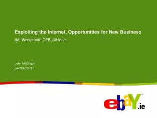 Exploiting the Internet, Opportunities for New Business