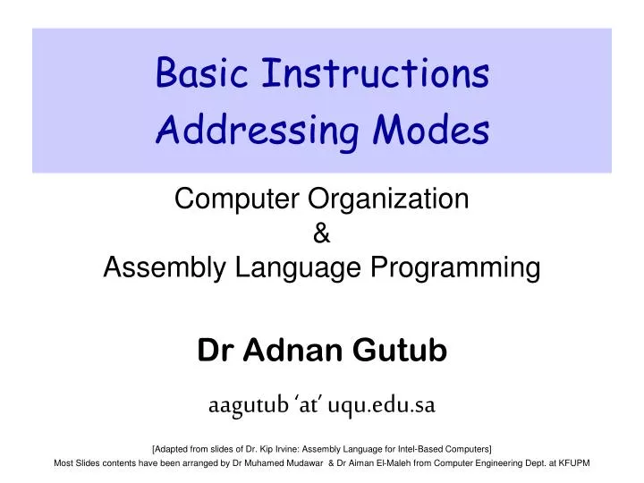 basic instructions addressing modes