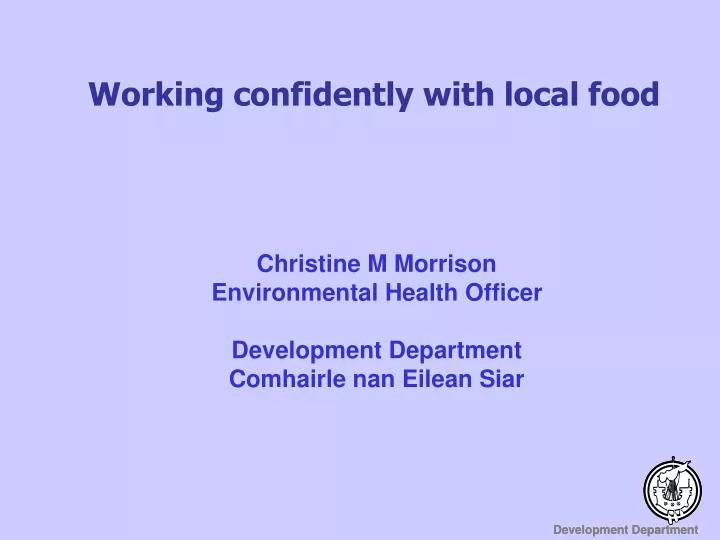 working confidently with local food