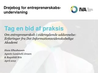 drejebog for entrepren rskabs undervisning